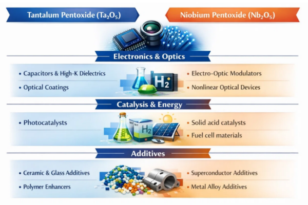 Comparative Applications between Tantalum Pentoxide and Niobium Pentoxide